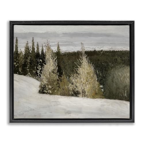 'Snowy Slopes Woodland Nature'| Floating Frame Canvas Art