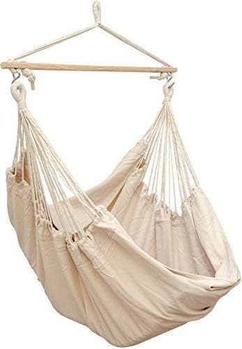 AMANKA XXL Swing Chair 185x130 it rotates 360° Hanging Seat made of cloth Beige