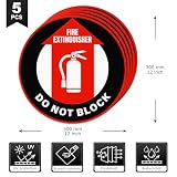 Anobell 5 Pack Fire Extinguisher Do Not Block Sign Self Adhesive 12 Inch Safety Signs Non-Slip Waterproof Vinyl Floor Sticker for Office Warehouse Business Equipment