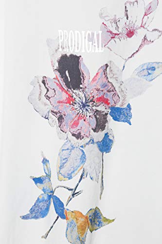 T-shirt Big Decayed Flower blanc en coton premium doux taille S