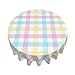 GOLIANDA Easter Plaid Round Tablecloth 70 Inch Colorful Pink Yellow Blue Buffalo Plaid Table Cloth Polyester Fabric Spring Decorations Holiday Round Table Cover for Home Party Kitchen Picnic Decor