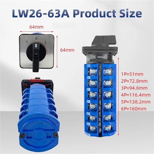 Interrupteur rotatif LW26-63A commutateur cames marche arrêt triphasé - 3