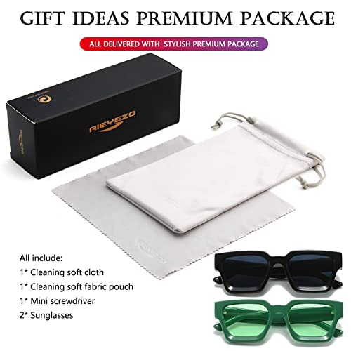 Image of AIEYEZO Square Sunglasses for Women Men Square Thick Frame Sun Glasses Simple Designer Style Shades
