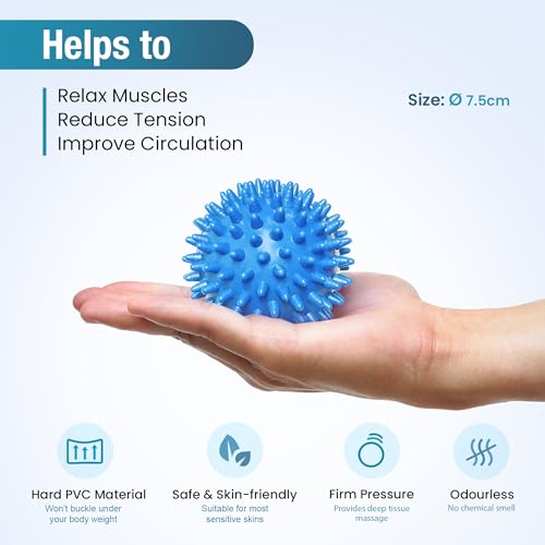 Beenax Foot Massage Roller And Hard Spiky Ball Set - Plantar Fasciitis Recovery, Muscle Roller Stick, Fascia, Feet, Trigger Point, Exercise - Relieve Stress And Relax Tight Muscles - 3