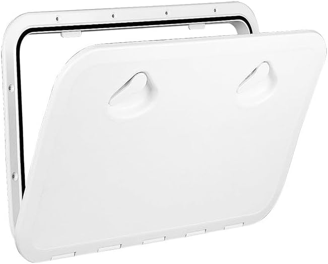 Nuova Rade TOP LINE Marine Boat Deck Access Hatch & Lid for Sailboat and Yacht, easy opening / hidden screws, UV/water-resistant high-grade ASA plastic, White, 18.11 x 20.66