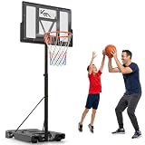 KM-Fit Basketballkorb Outdoor höhenverstellbar 135–305 cm | Mobiler Basketballständer mit Federkorb, Rollen & Backboard | Basketballanlage für Kinder, Jugendliche & Erwachsene | inkl. 2 Netze