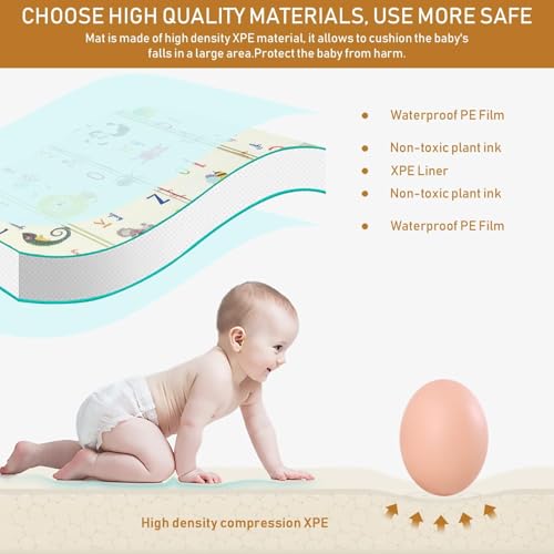 Image of Baby Play Mat, Crawling Mat, XPE Foam, Double-Sided, Flatbar, Waterproof, Extra Size, Carpet Baby Mat, Non-Slip, 150 x 180 cm- Non-Slip Crawl Floor Mat