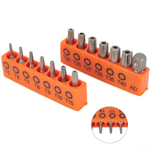 Juego de 14 puntas de destornillador Torx con agujero de seguridad, para puntas de destornillador T5 T40 Star, 25 mm de longitud, vástago hexagonal de 1/4 pulgadas para eléctricos para