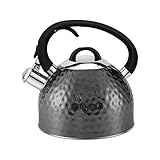 HRHongRui Copper Tea Kettle Stainless Steel Teapot Whistling Kettle Unique Button Control Kettle Outlet Loud Whistle Food Grade Teapot 3.2 Quart / 3 Liter Black