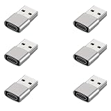 USB-A Male to USB-C Female Adapter, Silver, Compact Connector, 8 Pack (Silvery-6pcs)