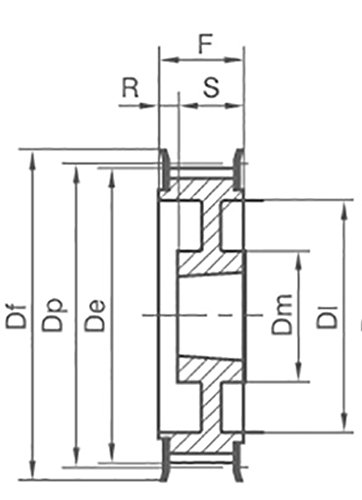 36H150TL.1610 Ametric® Inch Steel ANSI Timing Pulley with Flange, 1/2