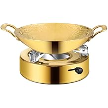 Chafing Dish Set, Buffet Food Warmers Pan Hot Pot, Stainless Steel Alcohol Stove Dry Pot for Parties, Dinners and Catering,Gold,28cm
