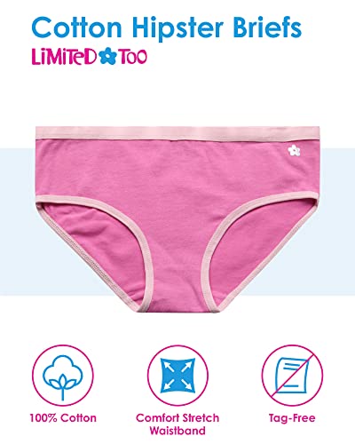 Limited Too Girls' Underwear - 100% Cotton Panties with Comfort Stretch Waistband, Soft Hipster Briefs for Girls (Size: 7-16)2