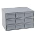 Durham 004-95 Gray Cold Rolled Steel Vertical Storage Cabinet, 17-1/4" Width x 10-7/8" Height x 11-5/8" Depth, 9 Drawer