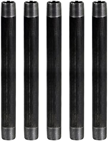 Supply Giant 3/4 Inch x 60 Inch Black Steel Pipe, Threaded Three Quarter Inch Malleable Fitting Build DIY Vintage Furniture, (Pack Of 5)