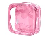 EzPacking Clear TSA Approved 3-1-1 Travel Toiletry Bag for Carry On/Quart Size Transparent Liquids Pouch for Airport Security/Reusable See Through Vinyl & PVC Plastic Organizer Men Women (Rose)