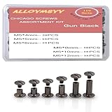 ALLOYMSYY 110 Sets Black Chicago Leather Fasteners Leather Rivets Kit for Shoe/Belt Repair/Fabric Rivets
