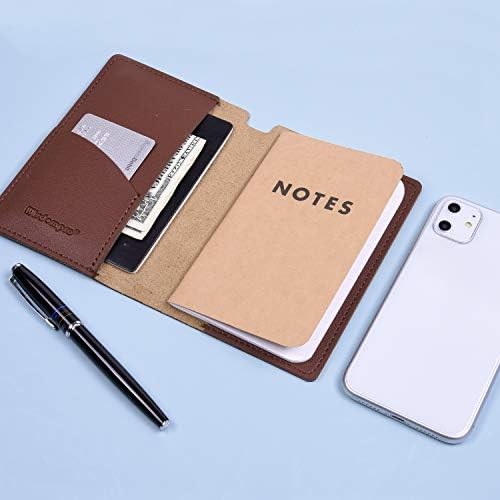 wisdompro Journal Cover, 2 Pack PU Leather Notebook Cover for Moleskine Cahier Journal Pocket, Field Notes,or other 9x14CM (3.5" x 5.5") Pocket Notebooks - Brown
