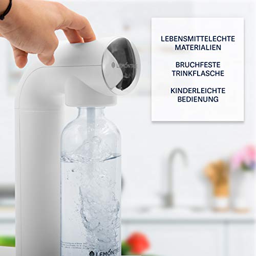 Lemon Tree Premium Wassersprudler/Soda Sprudelwasser, inkl. BPA-freie PET-Flasche, kompatibel mit CO2 Sodastream Zylindern, (weiß) - 2