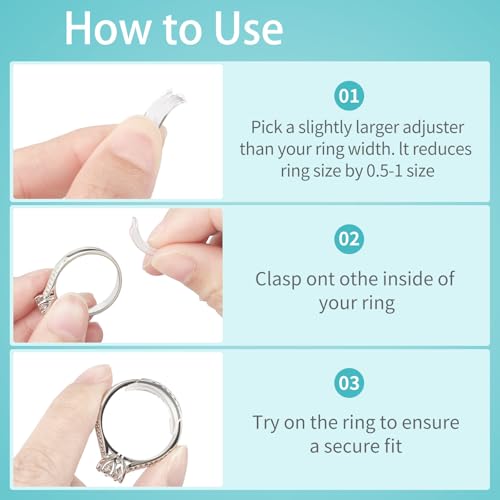 Ring Sizers for Loose Rings, 16 Pcs with Ring Sizer Adjuster Measuring Tool, Invisible Guards for Women and Men, Spacers & Tighteners, Resizer Reduces by 0.5-1.5mm - Thumbnail 5