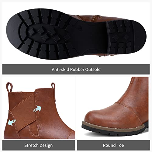 Jeossy Women's 9007 Brown Ankle Boots Comfy Chelsea Low Heel Booties For Women With Side Zip Size 9(Djy9007 Brown 09) #TOP4