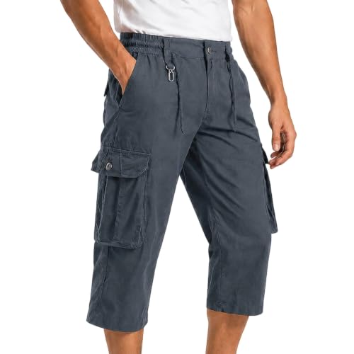 Pantalon cargo 3/4 homme ample qui ne serre pas la taille grâce à l'élastique
