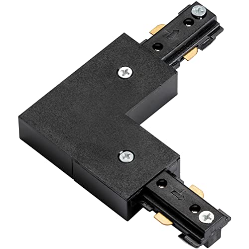 Image of Commercial Track Light L Corner Connector - 107mm x 107mm - Black Polycarbonate Rail System - Mains Voltage Track - Dimmable Circuit Connector