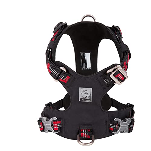 Truelove Explosion-proof Waterproof Fabric Dog Harness High Density Nylon Webbing Light-weight Outdoor Product Suitable Small and Medium Large Dog TLH6282(Black, L)