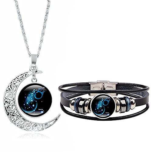 Zodiac Necklace Bracelet with 12 Constellations - DCFYWL731