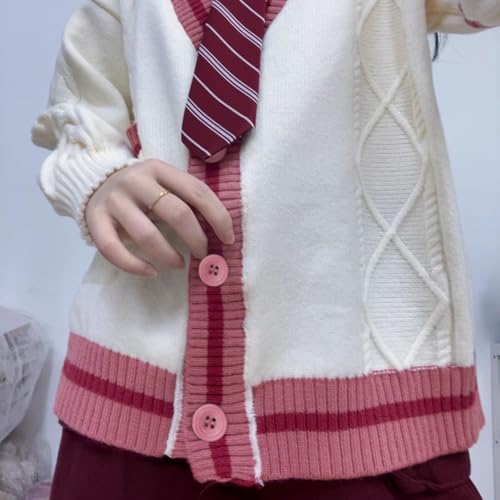 Image of Chevara Women's Cute Sweet Cardigan Sweater Kawaii School Uniform Button Long Sleeve V-Neck Knitted Outerwear