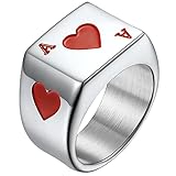  Axbuldo Ringe Herren Edelstahl Ring mit Poker Herzas Herren Ringe Breite 0,56\