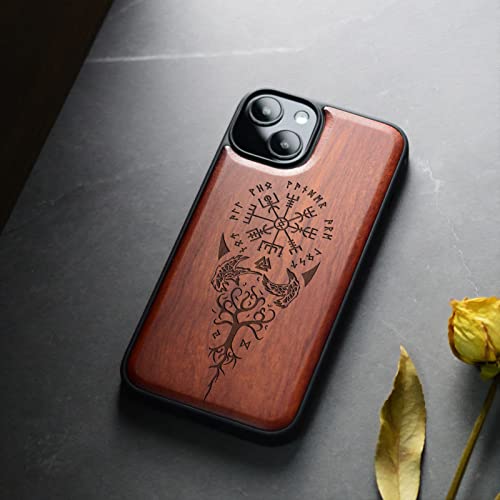 Coque antichoc iPhone 14 bois MagSafe résolvant les chutes avec style Viking - 4