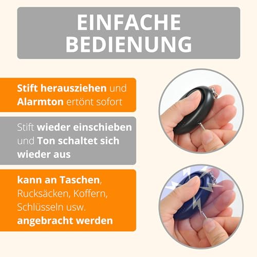 AMATHINGS Taschenalarm Schlüsselanhänger Alarm mit LED-Licht – Panikalarm Schlüsselanhänger zur Selbstverteidigung – Alarmgeräte für die Handtasche geeignet für Jede Altersgruppe