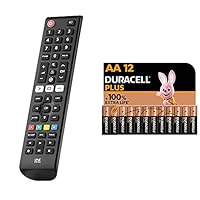 One for All Samsung TV Fernbedienung - Funktioniert mit Allen Samsung TV/Smart TV- URC4910 & Duracell NEU Plus AA Mignon Alkaline-Batterien, 1.5V LR6 MN1500, 12er-Pack LR06