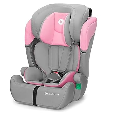 Kinderkraft COMFORT UP I-SIZE 76-150 cm Seggiolino auto 9-36 kg, Poggiatesta Regolabile di 11 livelli, Seduta spaziosa, Cinture di Sicurezza, Inserto modulare dotato, Gruppo 1/2/3, Rosa