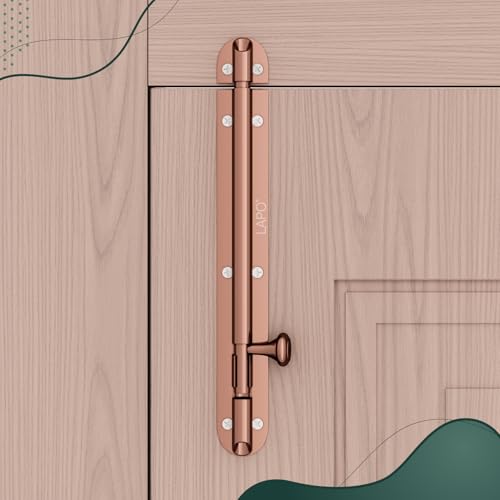 Image of LAPO 6 Pack Heavy Duty Stainless Steel Tower Bolt 8 Inch,Tower Bolt for Main Door and Bathroom, Kundi Latch for bedroom, Chitakni, Tower Bolt for Home,Offices Doors,Window (Rose Gold Finish,Pack of 6)