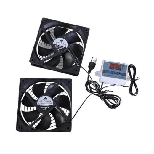 Ventilador de refrigeración silencioso de 120 mm con USB con control termostático ajustable para armarios y cine en casa