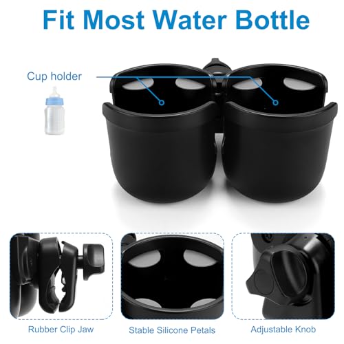 Image of Accmor Stroller Cup Holder, Universal Cup Holder for Uppababy Nuna Doona Strollers, Bottle Drinks Holder for Wheelchair, Walker, Bike, Scooter