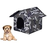 Caseta Para Mascotas Al Aire Libre, Caseta Para Gatos De Camuflaje, Caseta Portátil Para Perros, Gruesa Y Cálida En Invierno, Caseta Gatos Callejeros Plegable Extraíble Y Lavable Con 2 Cojines Móviles
