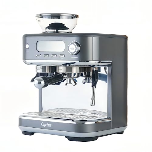 Cyetus Espresso Machine With Grinder And Milk Steam Wand, Automatic Espresso Machines, Coffee Maker All In One Espresso Machine For Home Barista, Brushed Stainless Steel #TOP12