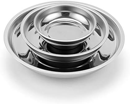 Mayouko 3-Piece Round Magnetic Trays Set, 3" 4" 6", Stainless Steel Parts Tray Tool Holder for Screws and Tools