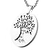 HZMAN Two Piece Serenity Prayer Stainless Steel Pendant Necklace With Tree Of Life Cut Out (Silver)
