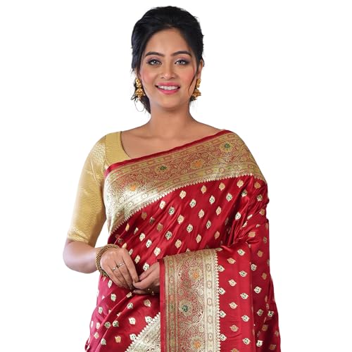 Aishani Collection maroon banarasi silk saree in katan silk – image 6