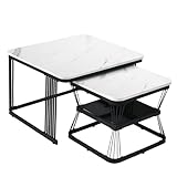 Robuste : les tables gigognes sont fabriquées en MDF plus dense et uniforme, le bureau à motif marbre a un aspect vintage et élégant. La surface des tables basses est résistante aux rayures et imperméable, ce qui est très solide. Matériau du produit : panneau de triamine (MDF) + cadre en fer.