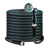 Relxitl Garden Hose 75ft, Flexible Water Hose with 10 Function Hose Nozzle, Lightweight, Tangle Free, Rust Proof for Yard, Watering(Blue)