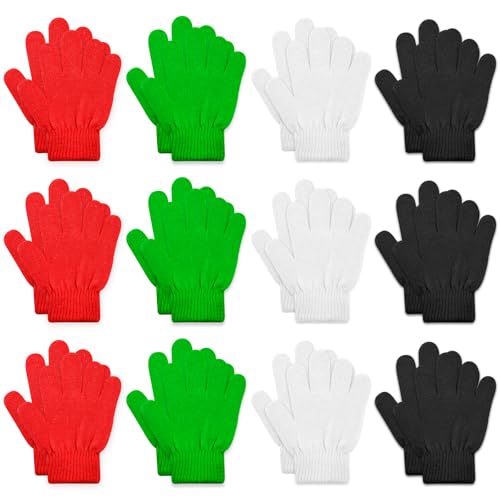 Image of ONESING 12 Pairs Kids Gloves - Warm Knitted Winter Gloves Bulk for Girls Boys | Children Gloves Designed for Cold Weather