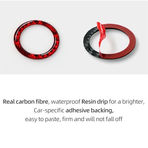 Image of BETTERHUMZ Car Rear Trunk Tailgate Switch Button Trim Compatible with Tesla Model 3 2020-2023 Model Y 2020-2024 Carbon Fiber Remind Sticker Interior Accessories (Red)