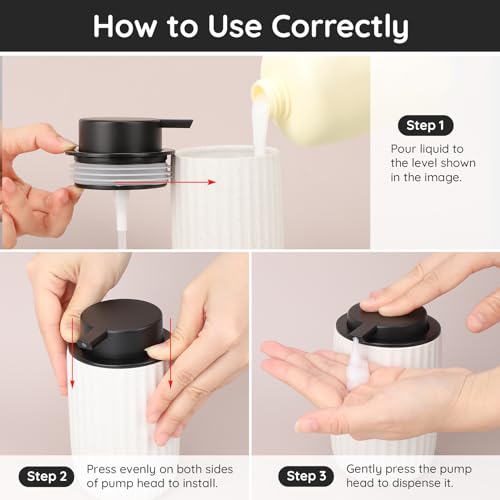 Image of Segbeauty White Soap Dispenser Ceramic, 10.8oz Refillable Liquid Soap Dispenser for Modern Home Farmhouse Decor, 320ml Empty Press Pump Bottle Lotion Liquid Containers for Bathroom Kitchen