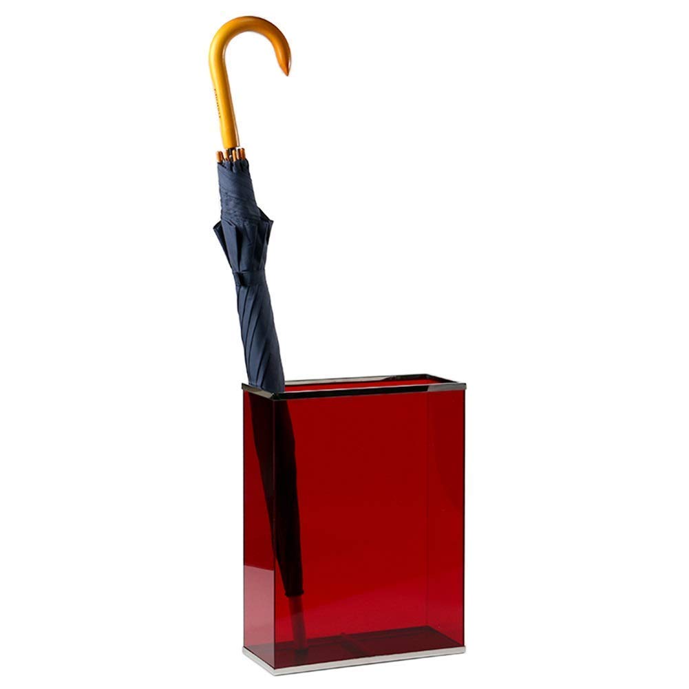 Porte-parapluie acrylique transparent rouge au design moderne d'entrée de bureau