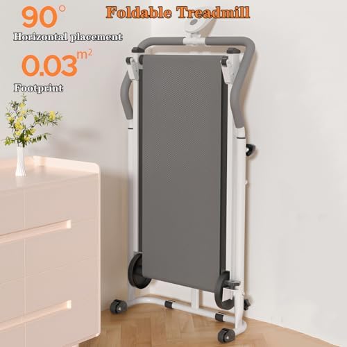 Portable Folding Walking Pad Treadmill with Incline & Handle Bar - Compact Manual Running Machine for Home, Small Spaces, Kids, Adults & Seniors